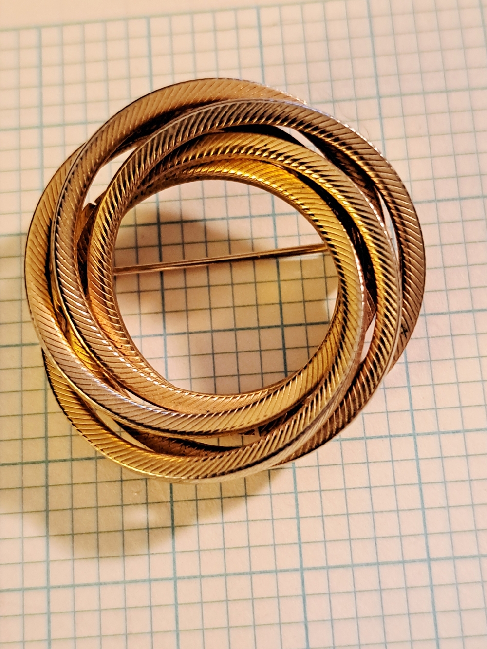 Gold-Tone Twisted Rope Circular Brooch Pin - Women's Jewelry